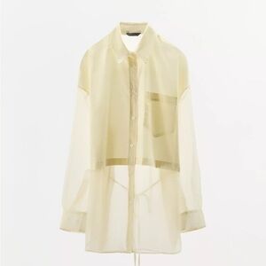 Zara Women's Sheer organza butter cream Blouse